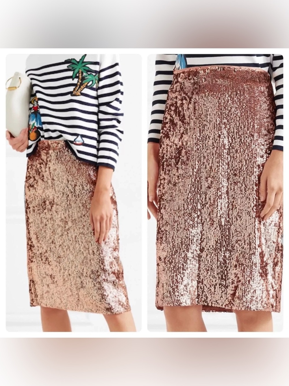 J. Crew Rose Gold Sequin Pencil Skirt Size 8/M like new, excellent condition